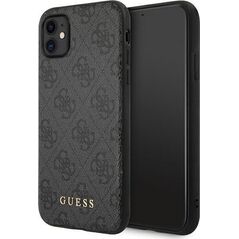 Guess Guess GUHCN61G4GFGR iPhone 11 6,1" szary/grey hard case 4G Metal Gold Logo