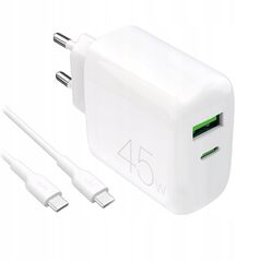 Φορτιστής Puro Daily Prolite 45W USB-C USB-A Power Delivery με καλώδιο USB-C - λευκή