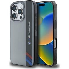 BMW BMW BMHCP16L23HTFEG iPhone 16 Pro 6.3" szary/grey hardcase Motosport IML Vertical Stripe