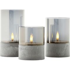 LED table lamp BRILLIANT BOUGIE, IP44, 2500K, 2xAA, timer, transparent glass, 3pcs