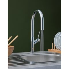 Βρύση νεροχύτη RUBINETA BONA-33 PO, με αποσπώμενο στόμιο, χρώμα χρωμίου.