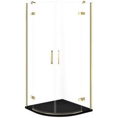 Σετ C623 Καμπίνα City Πόλοκ Χρυσή 90x90x195+Tako Slim Μαύρο Ματ Wir