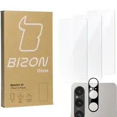 3x Szkło na ekran + szkło na aparat BIZON Clear do Sony Xperia 1 VI