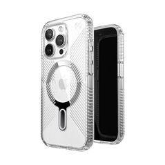 Etui Speck Presidio Perfect-Clear Grip ClickLock MagSafe Apple iPhone 15 Pro (Clear/Chrome Finish/Serene Silver)