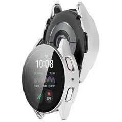 Etui ze szkłem do zegarka Bizon Case+Glass Watch do Samsung Galaxy Watch 7 44 mm satynowo srebrne