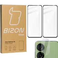 2x Szkło na ekran + szkło na aparat BIZON Edge do Asus Zenfone 10