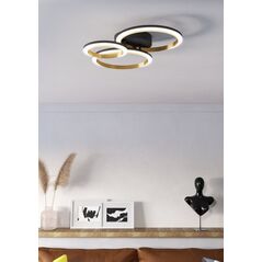 Φωτιστικό οροφής LED EGLO CALLIERA, 20 W 2500 lm 4000 K, μαύρο/χρυσό χρώμα, 44.5x49x9.5cm