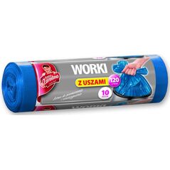 Anna Zaradna Worki na śmieci z uszami LDPE 120L 10szt. niebieskie - AZ1-WNS-3975