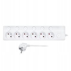 Solight 6πλεν επέκταση καλωδίου, 3μ, 3 x 1mm2, λευκό, 6+1 διακόπτης