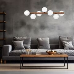 Φωτιστικό κρεμαστό TKKRYWULT Estera 10272 7x6W G9 καρυδιά/λευκό
