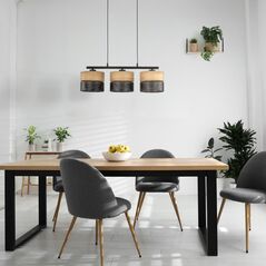 TK Lighting Nicol 4801 κρεμαστό φωτιστικό 3x15W E27 μαύρο/δρυς