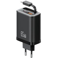 Φορτιστής τοίχου USAMS Xiang Series CC299 65W 1xUSB-C 1xUSB-A + καλώδιο USB-C μαύρο