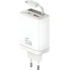 Φορτιστής τοίχου USAMS Xiang Series CC299 65W 1xUSB-C 1xUSB-A + καλώδιο USB-C λευκό