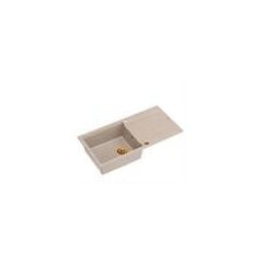 EVAN 146 XL GraniteQ νεροχύτης με σιφόνι Push 2 Open 1-θέσης χωρίς αποστράγγιση (1000x500x210| θάλαμος 420x480) pearl beige / χάλκινα στοιχεία