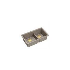 QUADRON | LOGAN 120 | γρανιτένιος νεροχύτης κουζίνας SOFT TAUPE + ΧΡΥΣΟ PVD | διάσταση: 76 x 45 x 23,5 cm | 2-θέσιος υποκαθήμενος | ελάχιστο πλάτος ντουλαπιού: 80 cm