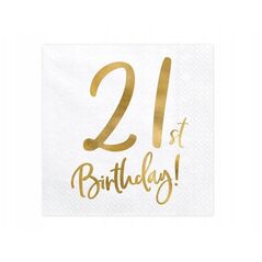 Servietter 21th birthday, guld