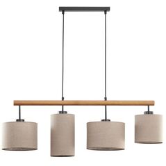 Φωτιστικό κρεμαστό Tk Lighting Deva 6108 με 4x15W E27 μπεζ/ξύλινο
