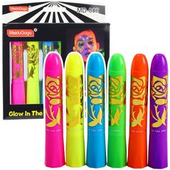 Zestaw Do Malowania Twarzy Pisaki Kredki Neonowe UV Fluorescencyjne 6szt LEAN