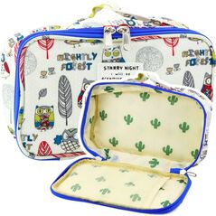 Piórnik Szkolny Organizer Kosmetyczka Kieszonka Sowy Biały 22,5cm LEAN