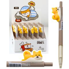 Długopis Z Figurką Żółtego Pieska Shiba Niebieski Tusz 0.5mm LEAN