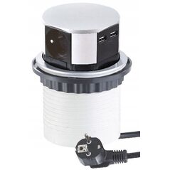 Ilgiklis montuojamas balde, TETRA BOX, 3x Schuko, 2x USB, su 1.4m ilgio laidu, juodas
