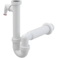 Σιφόνι πλαστικό για νεροχύτη Alcadrain, 50 mm, 320mm, λευκό, σωληνωτό σιφόνι με συνδετική βίδα και σύνδεση