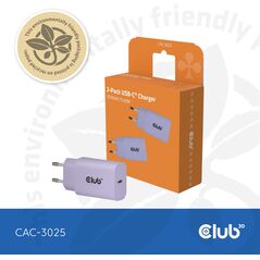 Φορτιστής Club3D Lifestyle USB-C 30Watt, 2 τεμ μοβ λιανική
