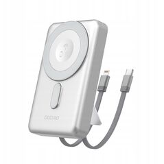 Powerbank Dudao K29 10000mAh PD 20W z MagSafe z metalową obudową, podstawką i wbudowanymi kablami USB-C/Lightning - srebrny
