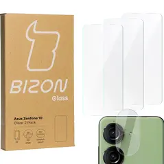 3x Szkło na ekran + szkło na aparat BIZON Clear do Asus Zenfone 10