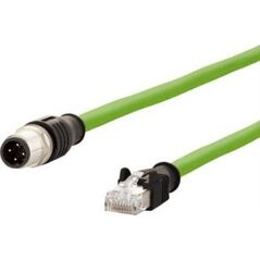 Metz METZ CONNECT Kabel połączeniowy M12 męski-RJ45 męski, 4-biegunowy z kodem D, prosty, łańcuch nadążny, moment obrotowy, 2 m