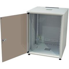 EFB 19 ιντσών ντουλάπα δικτύου OFFICE SERIE 12HE 600X600 RAL7035 Γκρι IP20 πλήρως συναρμολογημένη και αποσυναρμολογούμενη γυάλινη πρόσοψη 30KG φορτίο