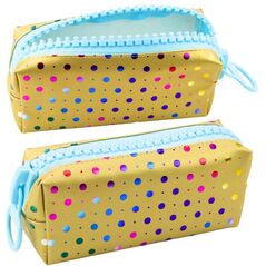 Piórnik Szkolny Organizer W Kolorowe Kropki Duży Suwak Złoty 21x8cm LEAN