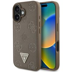 Etui Guess Grained Hot Stamp Peony       Triangle Logo MagSafe do iPhone 16 brązowy