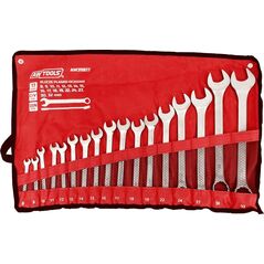 AWTools zestaw kluczy płasko-oczkowych 17 sztuk, 8mm-32mm, matowe (AW39817)