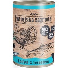 Wiejska Zagroda Karma mokra dla kota Indyk z łososiem (dorosły) II 400g