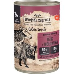 Wiejska Zagroda  Karma mokra dla psa Leśne smaki Dzik z wołowiną (dorosły) 400g