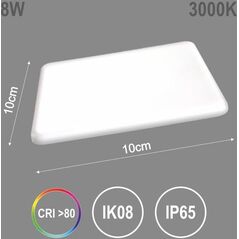 Ενσωματωμένο LED πάνελ TOPE RONDA, IP65, 3000 K, 8W, 533 lm, 10 x 10 cm