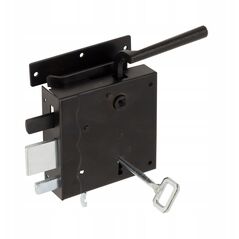 Κλειδαριά πύλης με κλειδί WHW 100P, 100 mm, δεξιά, μαύρη.