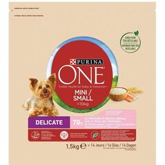Ξηρά τροφή για σκύλους ONE Mini Sensitive, με σολομό και ρύζι, 1.5 kg