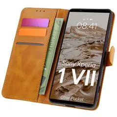 Etui z klapką Bizon Case Pocket do Xperia 1 VII brązowe