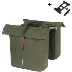 Διπλή αστική σακούλα BASIL CITY DOUBLE PANNIER BAG MIK 28-32L, MIK System (έτοιμο προς χρήση), moss green (NEW 2025)