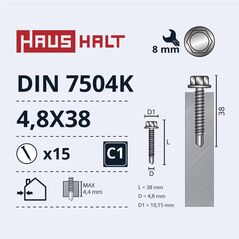 ΑΥΤΟΒΙΔΑ 4,8X38 DIN7504K ZN 15ΤΕΜ
