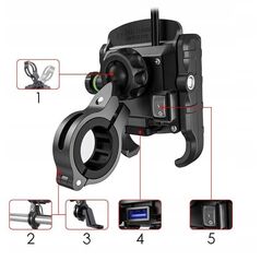 Βάση τηλεφώνου με φορτιστή USB Qiuck Charge 3.0 R9-metal usb qc 3.0 4 RIDE (για τιμόνι 20-30mm, χρώμα μαύρο, Μεταλλικό, τοποθετείται στο τιμόνι ή στη βίδα του καθρέφτη)