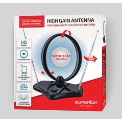 Superior Εσωτερική Ενισχυμένη Κεραία Τηλεόρασης VHF/UHF/FM με Υποστήριξη HD/Full HD/4K (SUPNAI001) (SPRSUPNAI001) έως 12 άτοκες Δόσεις