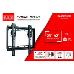Superior Επιτοίχια Βάση Τηλεόρασης Tilt Extra Slim 23"-42" (SUPSTV008) (SPRSUPSTV008) έως 12 άτοκες Δόσεις