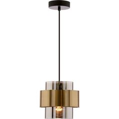 Lampa wisząca Candellux SPIEGA LAMPA WISZĄCA CZARNY+MOSIĘŻNY 1X60W E27 KLOSZ DYMIONY