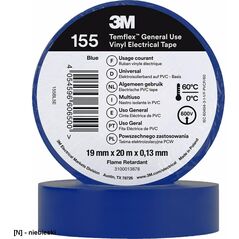 3M 3M-TASIZO-155 - Winylowa taśma elektroizolacyjna 3M Temflex 155 - niebieski