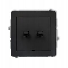Διπλός διακόπτης Karlik Deco 12DWPUS-44.2 σε αμερικανικό στυλ με ξεχωριστή τροφοδοσία χωρίς εικονογράμματα μαύρο ματ