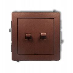 Διπλό κουμπί Karlik Deco 9DWPUS-44.2 σε αμερικανικό στυλ με ξεχωριστή τροφοδοσία χωρίς εικονογράμματα καφέ μεταλλικό