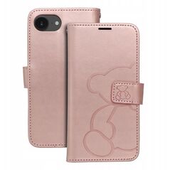 Θήκη βιβλίου MEZZO για IPHONE 16e (SE 4 2025) teddy bear χρυσό ροζ